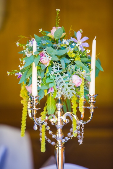 Silver Candelabra with Flower ball - - Sophia's Final Touch - Venue Styling - Weddings