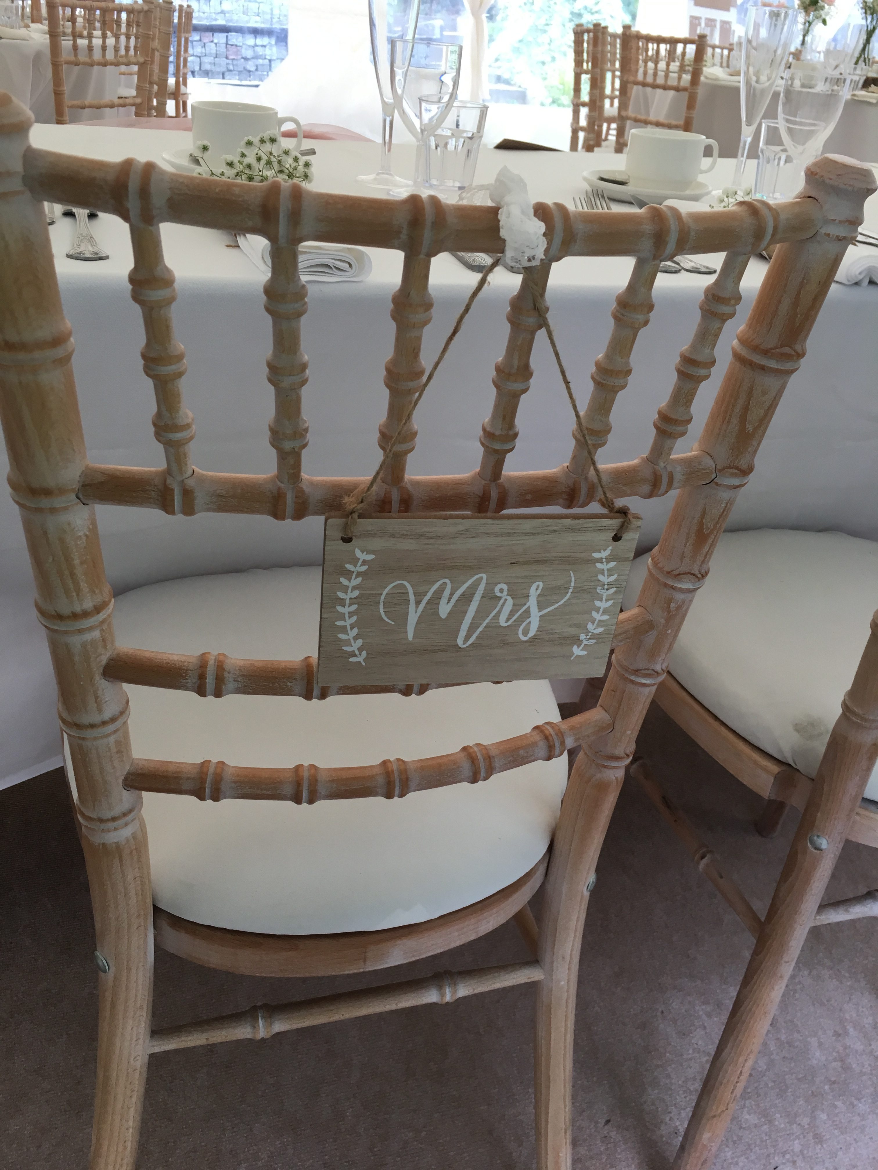 Cream Limewash Chiavari Chairs - Mr & Mrs Chair Signs Sophia's Final Touch - Venue Styling - Weddings