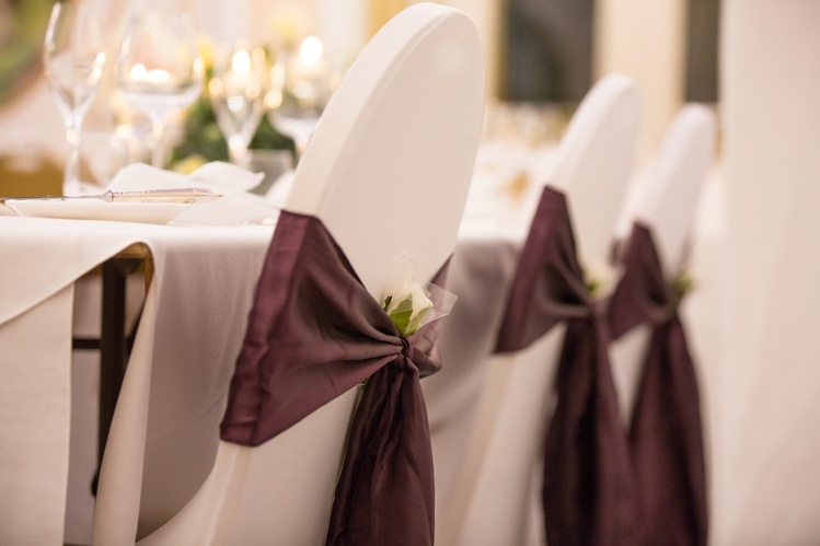 Plum Satin Sash with Lycra Chair Cover  - Sophia's Final Touch - Venue Styling - Weddings & Event Decoration