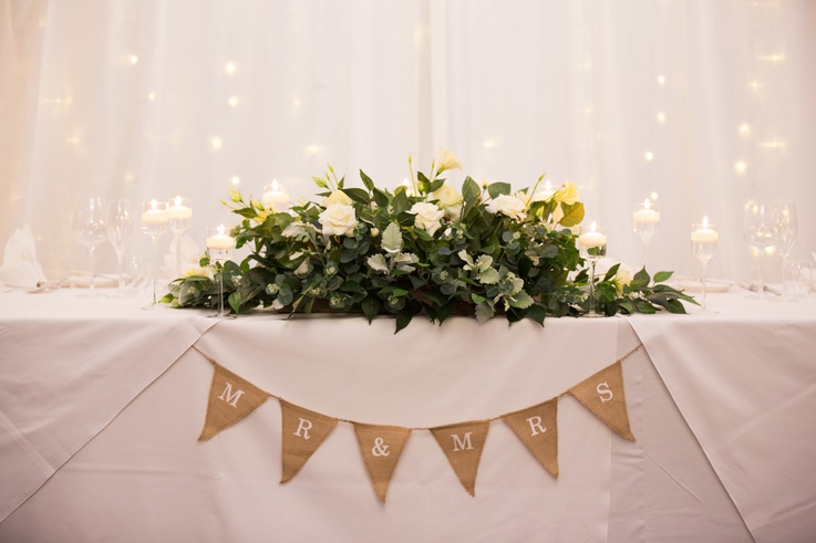Silk Top Table Flower Arrangement  - Sophia's Final Touch - Venue Styling - Weddings & Event Decoration