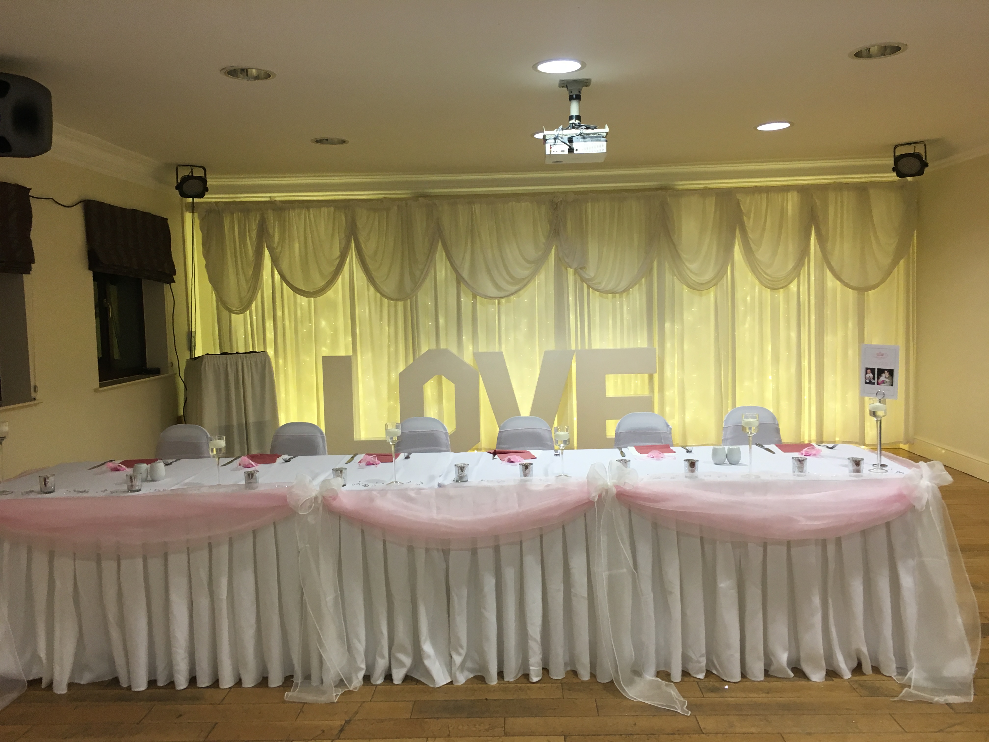 Baby Pink top table Swag Sophia's Final Touch - Venue Styling - Weddings
