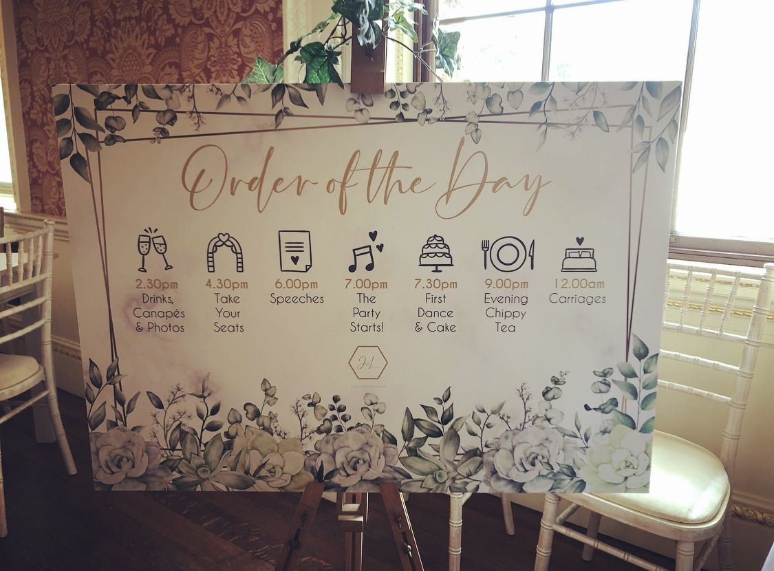 a sign that says order of the day on it.
