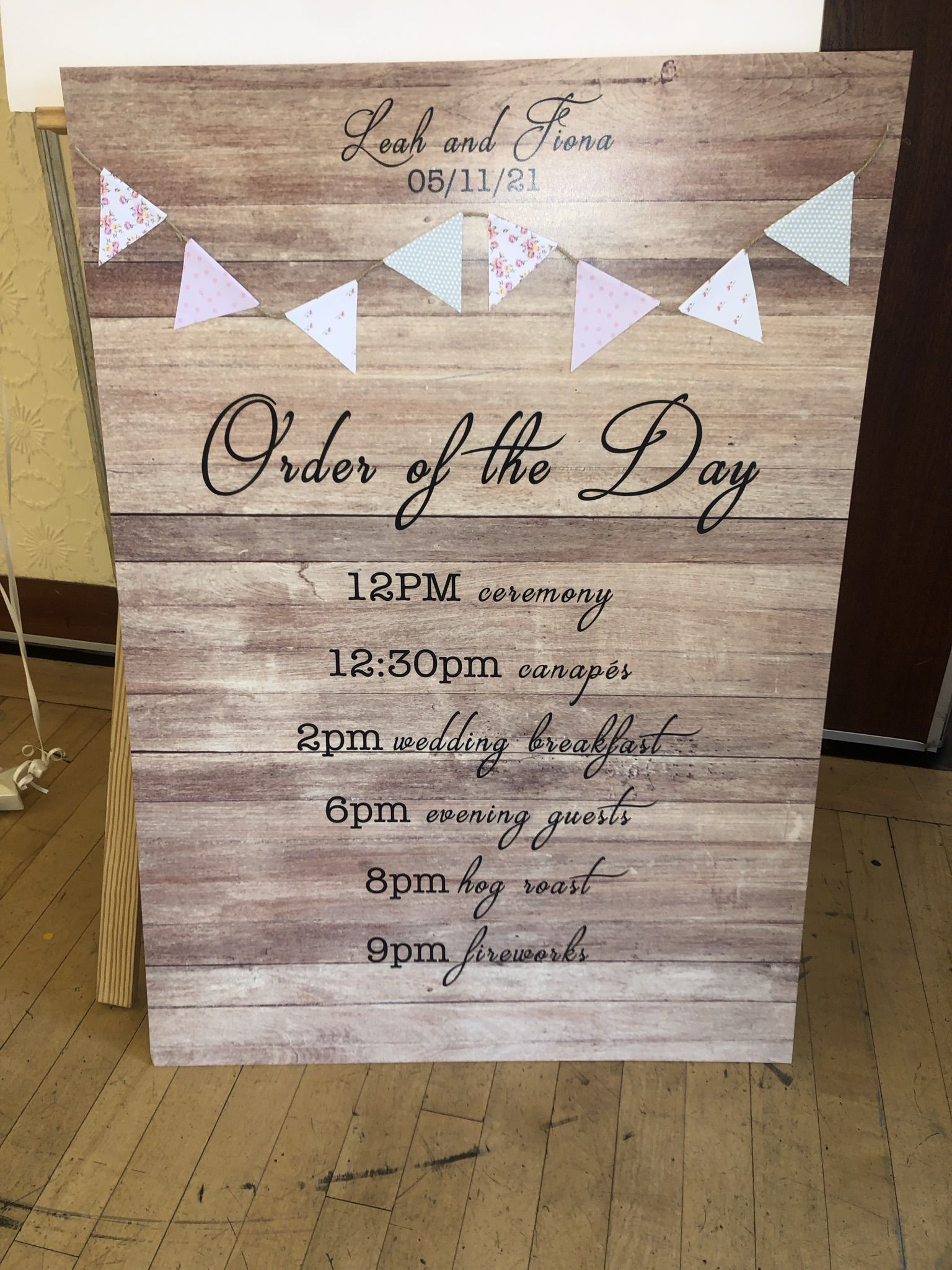 a wooden sign that says order of the day.