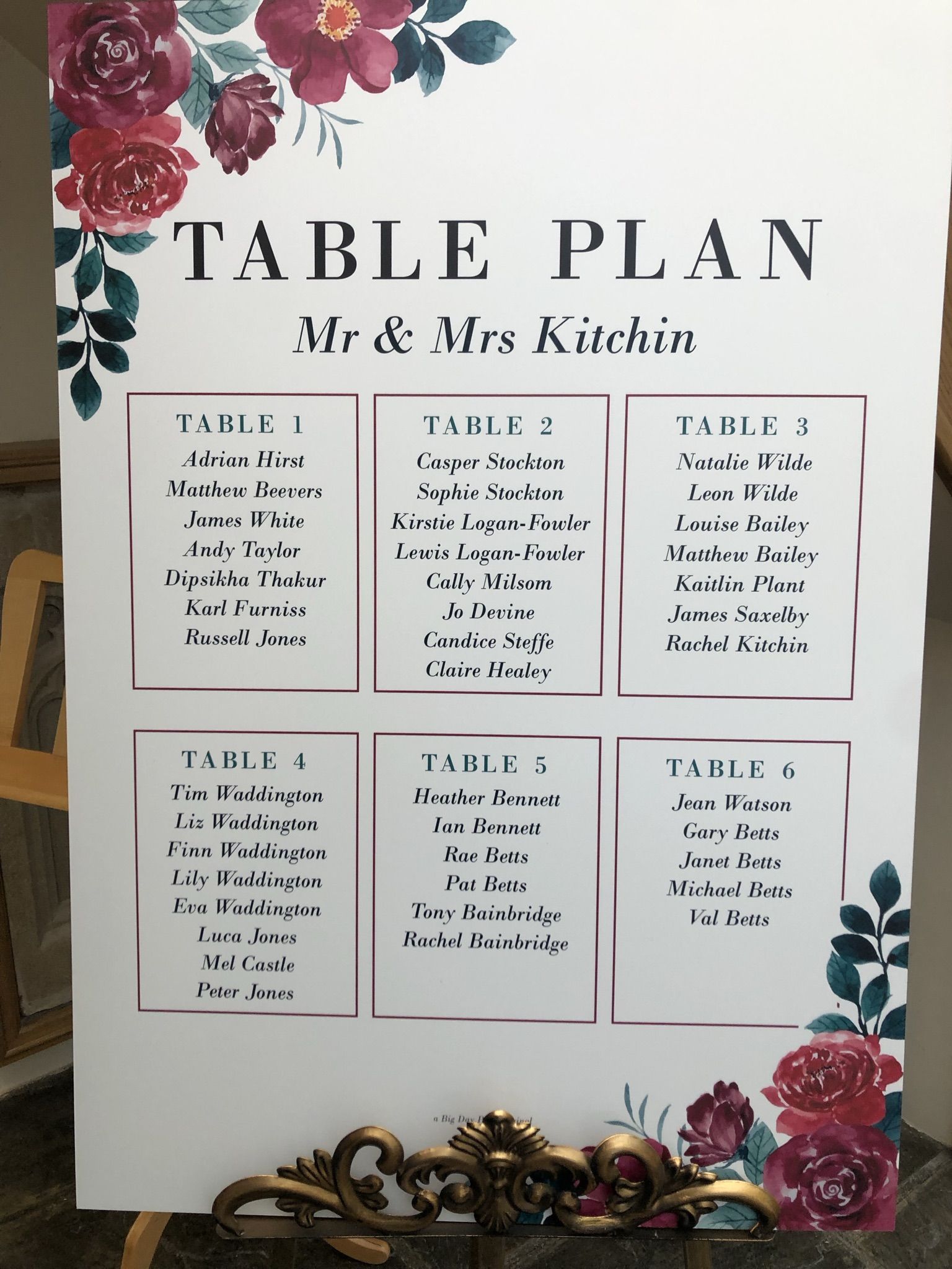 a table plan with a bunch of flowers on it.