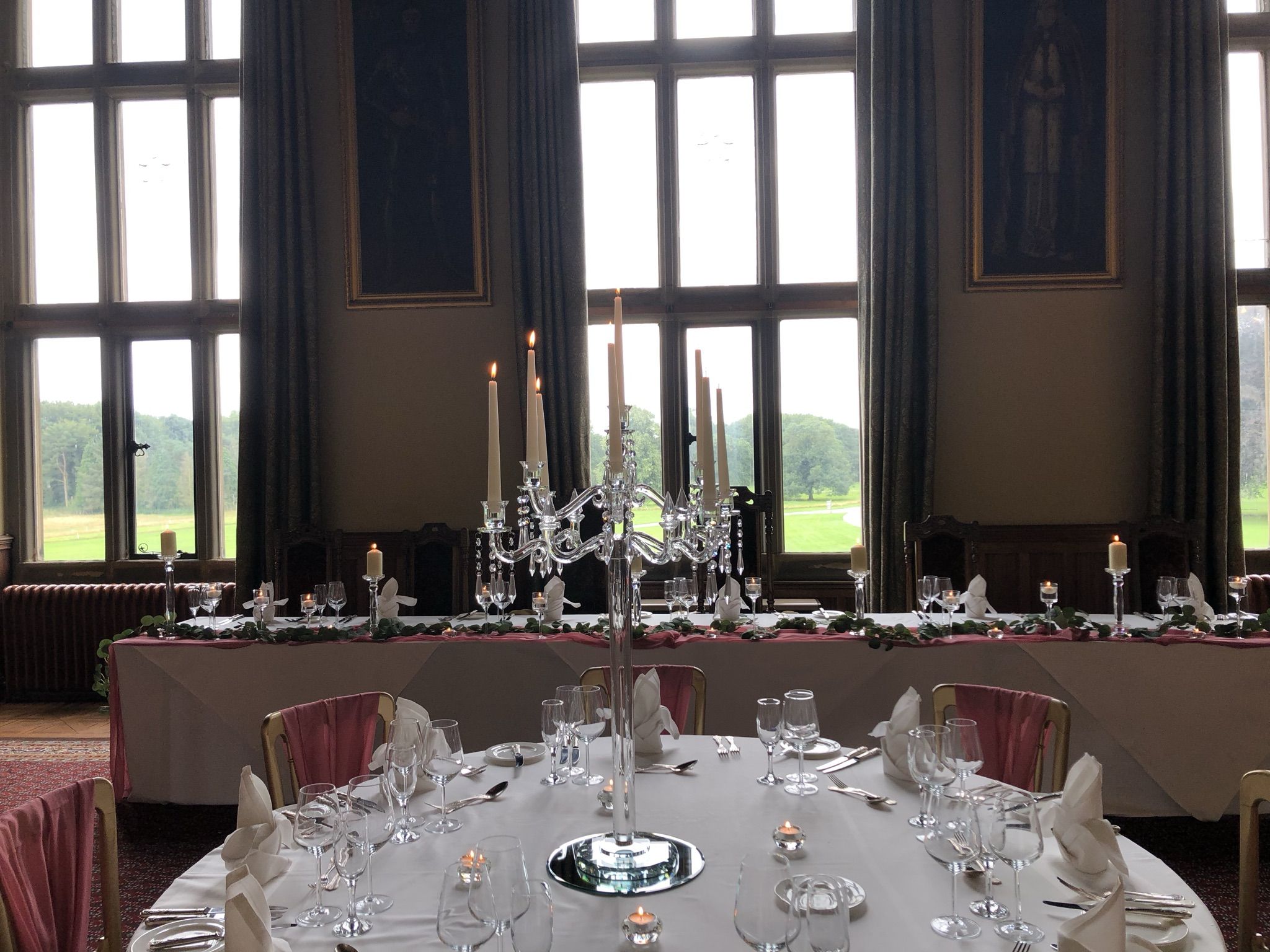 a table set up for a formal dinner.
