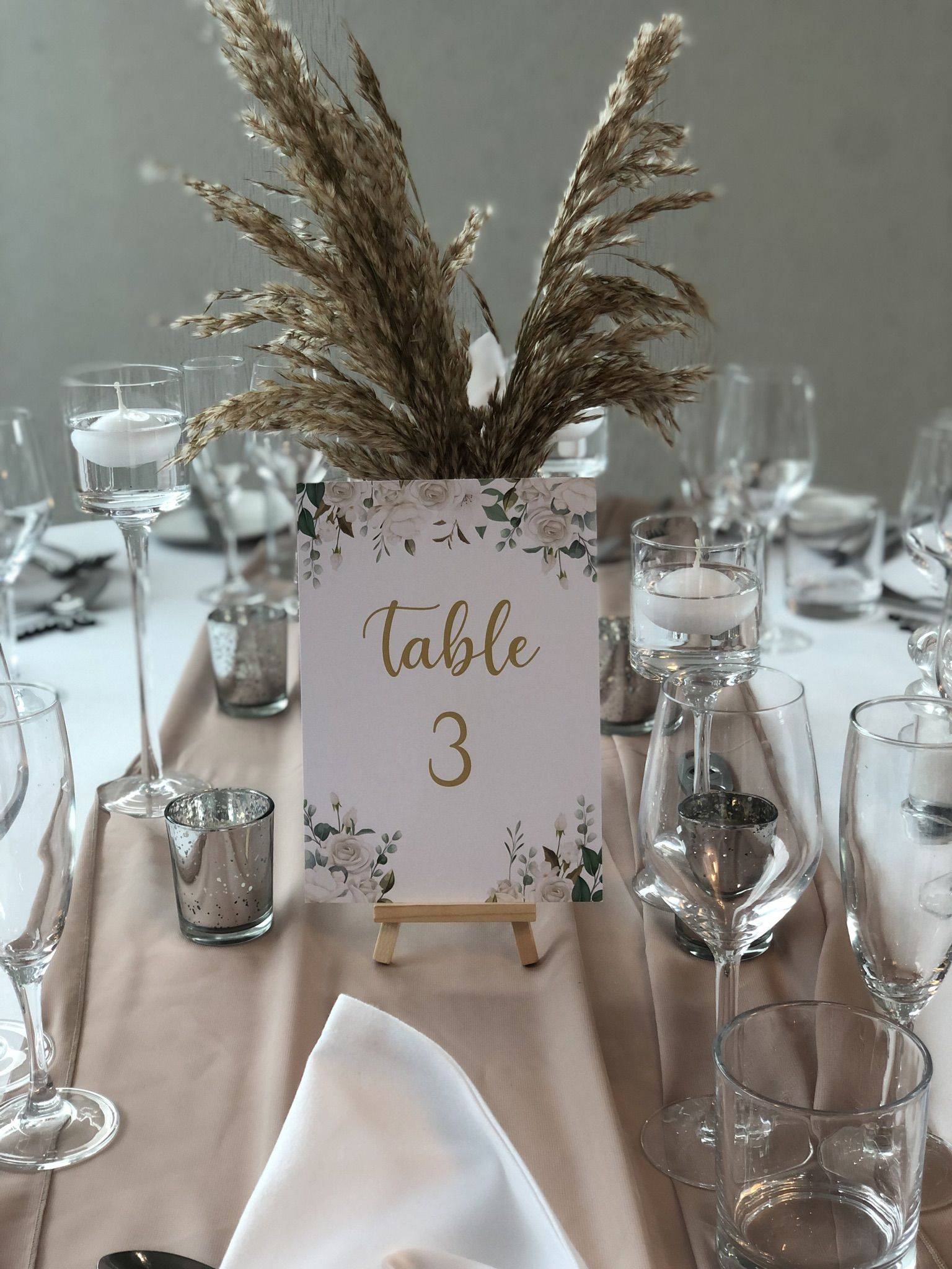 a table with a table number on it.