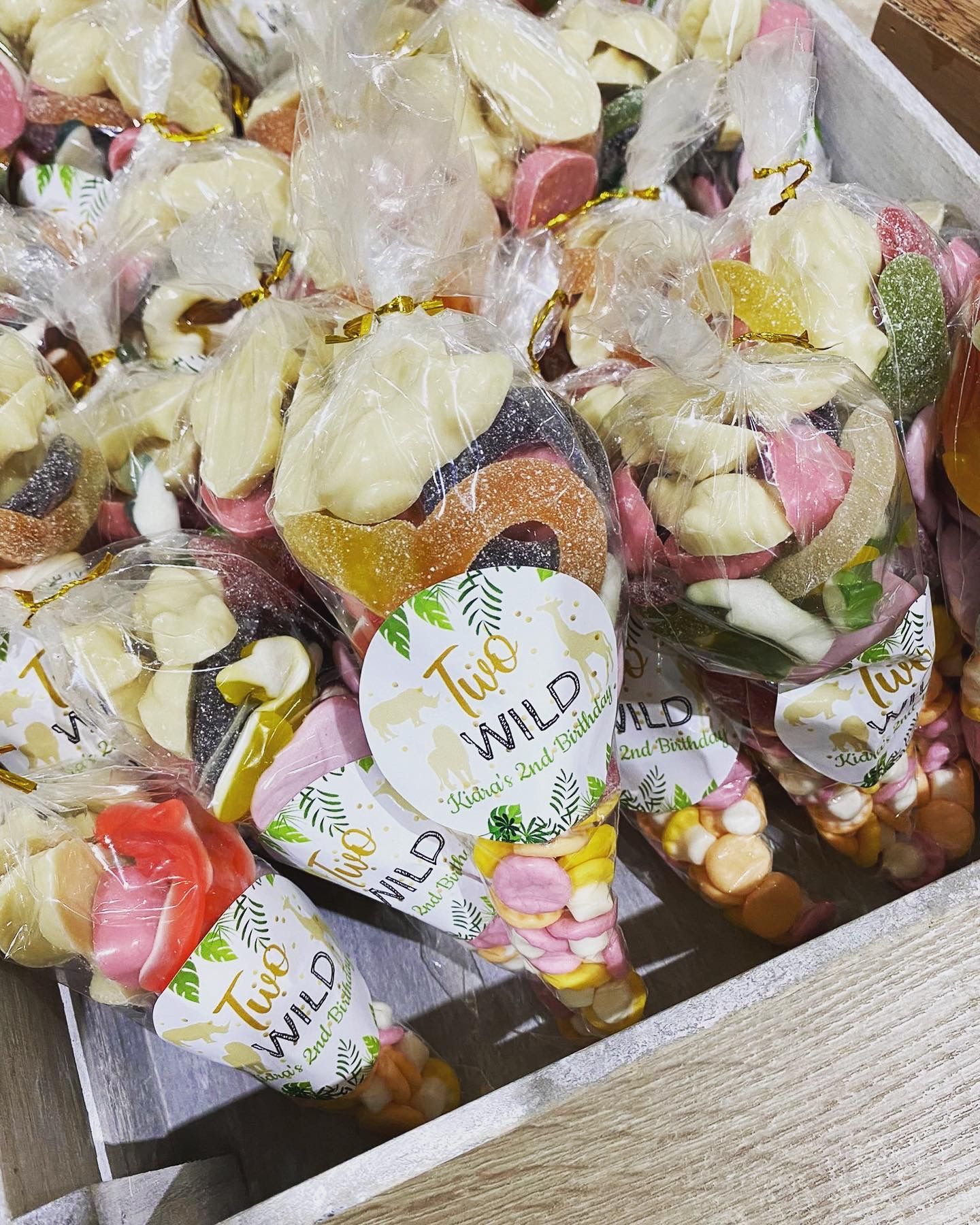 a box filled with lots of different types of candies.