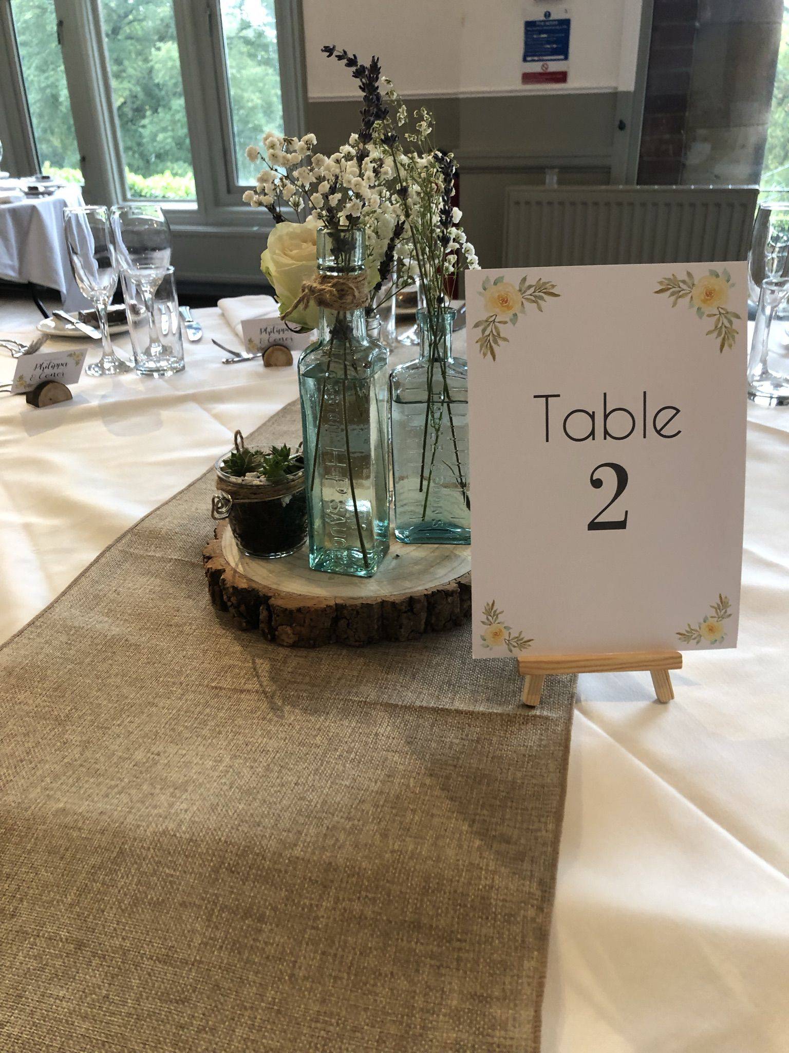 a table with a sign that says table 2.